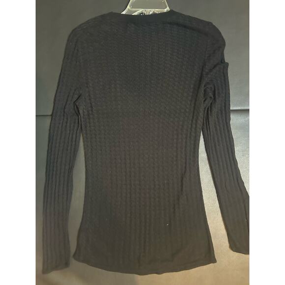 Theory Black Stretchy Sweater Size Medium M Semi-sheer Stockholm Designer - Picture 4 of 4